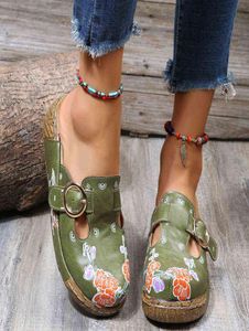 Slippers Shoes Flower Flower Liven Leather Made Slides Flip Flop на платформе для женщин для женщины Plus 2203024926702