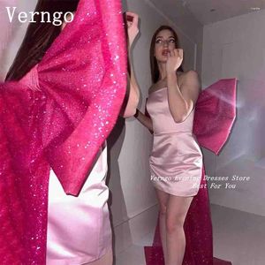 Abiti da festa verngo rosa raso mini ballo abito da prua scintillante vestito corto per donne un'elegante occasione formale