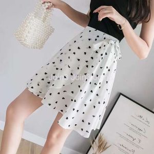 Fashionable New Summer Womens French Design High Waisted Floral Polka Dot Chiffon A-line Short Skirt