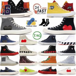 designer sneakers shoes Taylor Ox All Star 70 Hi des Garcons PLAY Black White Multi-Heart Milk Red Midsole Blue Quartz Flame Paprika wobmHK#