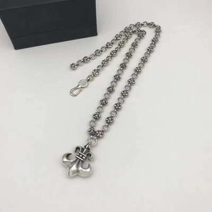 CH High Version Personalized Boat Anchor Scout Flower Pendant, Sier Plated Cross Necklace, Men's and Women's Sweater Chain