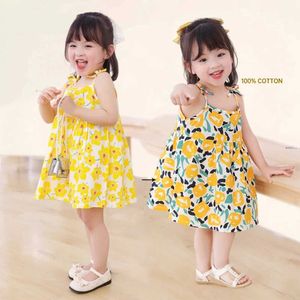 Abiti da ragazza estate Abito da ragazza carino abbigliamento per bambini abbigliamento senza maniche per bambini appeso abito da principessa in cotone stampato in cotone D240515