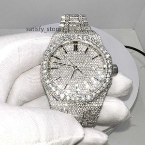 Personalização Amarelo Gold Diamond Mechanical Watches VVS Moissanite Watch Iced Out Watch For Men Women