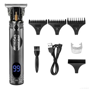 Kemei Electric Hair Trimmer laddningsbara trådlösa Clippers Ttrimmer Professional Haircut Shaver Carving Beard Machine 240515