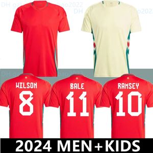 Galler 2024 Futbol Forması Wilson Ramsey Bale Yeni 2025 Milli Takım 24 25 Futbol Gömlek Erkek Çocuk Kiti Tam Set Ev Kırmızı Uzak Sarı Erkekler Üniforma Brooks Johnson 999