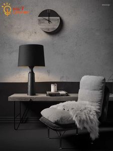 Tischlampen Chinesische minimalistische Zen Kunst dekorative Lampe LED E27 Schwarzes massives Holz moderne Schreibtisch Leuchten Schlafzimmer Bett Studie Kaffee Kaffee