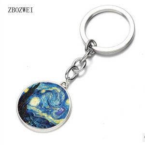 Keychains Lanyards 2018 New Van Gogh Star 펜던트 Mens and Womens 의류 펜던트 키 체인 Keychain y240510