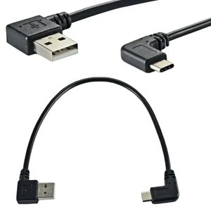 Doppio gomito tipo C USB a USB-A maschio USB3.1 Tipo C maschio 90 gradi Connettore angolato destro Short 25 cm per cavo nero di potenza