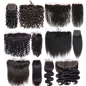 4x4 13x4 Transparent HD Lace Frontal Closure Straight Water Wave Kinky Curly Only 100% Remy Human Hair pre plucked 240515