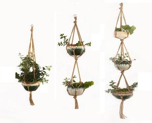 DHL inomhus utomhusväxthängare hängande planterpotthållare blomma korgpotthängare rep för hembalkong dekoration 123 Ti5754909