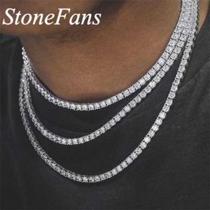 Tennis Stonefans Pink Tennis Chain Necklace Mens Gold Silver Plated Vintage Charm Black Crystal Water Diamond Necklace Womens Jewelry d240514