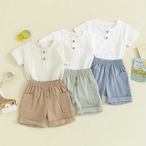 Наборы одежды 0-36 месяцев для мальчиков для мальчиков летние шорты наборы футболка с коротким рукавом с экипажными шейками с эластичной талией наряд для младенцев-мальчиков
