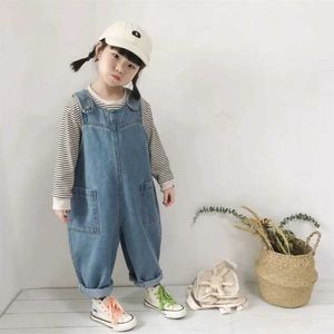 Overalls 2014 Spring Autumn New Fashion Versatile Fashion Lively Cute Kids Overall Korean Loose Popularity Y2K Childrens Clothing Pants d240515