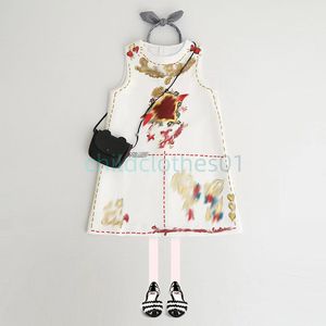 Summer Girls Princess Rose Dress Summer Spring Fall Love Printed Dresses Kids Children Clothes One-Piece Suit