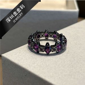 Brand Westwoods New Gun Black Purple Diamond Full Series Fulm Small Saturno Womens Light Luxury Fashible and Versatile Style Hot Nail