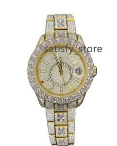 Высококачественные роскошные VVS Moissanite Iceed Out Hexagon Shape Baguette Perlonsized Automatic Watch для мужчин для мужчин