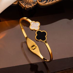 Luxury Style Clover Diamond Bangle Boutique Designer Titanium Steel Charm Bangle Spring New High Quality Jewelry Bracelet Simple Young Fashion Bracelet