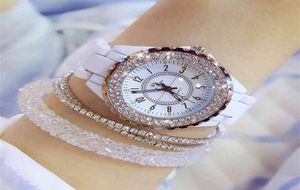 豪華なクリスタルリストウォッチ女性ホワイトセラミックレディースウォッチクォーツファッションウォッチ女性用の腕時計2106091869567