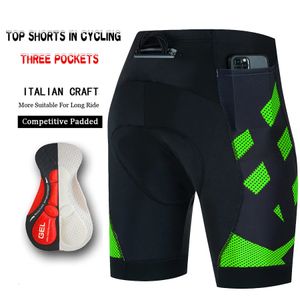 Mens Bike Pro Cycling Shorts Sport 3 карманы нагрудники бициклевые брюки Culotte Man Gel Maillot Lycra Short Professional Equipment 240515