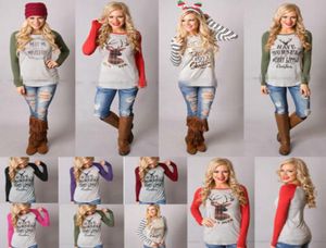 Christmas TShirt Women Xmas Elk Shirts Santa Claus Tops Long Sleeve Blouse Loose Casual Tees Print Blusas 16 Styles 100pcs OOA3035150039