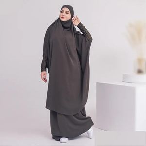 Ethnic Clothing Jilbab Sets Muslim Women Prayer Outfit Islamic Extral Long Khimar With Skirt Dubai Turkish Burqa Kaftan 2 Piece Drop Dhdki