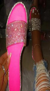 Litththing Woman Slippers Summer Mulheres Candy Color Bling Flip Flips Slides Sapatos de praia Cristal Glitter Flits8285891