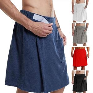 Mäns sömnkläder män halvkropp badrock justerbar elastisk midjehandduk med fickan för gymmet utomhussport bekväma hemkläder