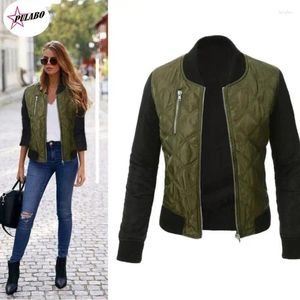 Women's Jackets PULABO Autumn Bomber Jacket Women Zipper Up Retro Coat Spring Long Sleeve Basic Short Biker Female