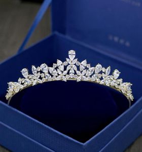 豪華なキュービックジルコニアクラウン結婚式の王冠Tiaras Marquisecut Zircon CZ PROMESS PROM BRIDE CROWN CORONET HAIR JEWELLY C2978332