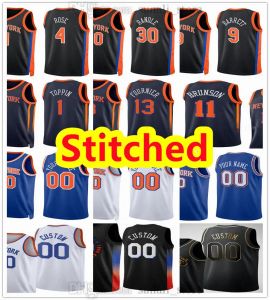 Tops Custom Baskathed Basketball Jerseys Julius 30 Randle RJ 9 Barrett Jalen 11 Brunson Immanuel 5 Quickley Cam 0 Reddish Obi 1 Toppin m