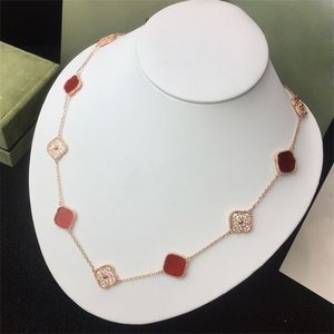 Designer halsband diamanthalsband hänge mode klassisk klöver halsband 10 blomma halsband agat skal halsband damer och flickor valentin dag gåva