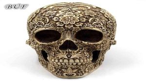 BUF Modern Resin Statue Retro Skull Decor Home Decoration Ornaments Creative Art Carving Sculptures Model Halloween Gifts 2108276064922