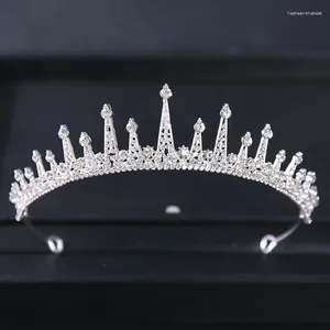 Haarclips Silber Farbe Kristall Krone Tiara für Frauen Party Strassstrichter Abschlussball Diadem Stirnband Braut Hochzeitszubehör Schmuck Schmuck