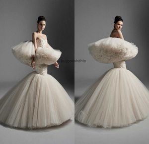 Krikor Jabotian Mermaid Wedding Dresses فريدة من نوعها التصميم بدون حمال
