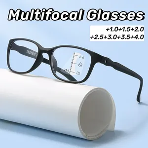 Sunglasses Unisex HD Lens Progressive Reading Glasses Retro Trendy Square Multifocal Far Sight Presbyopia Eyeglasses For Women Men