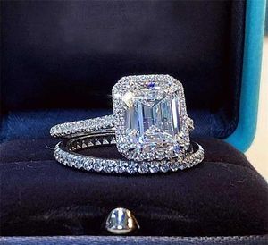 Emerald Cut 2ct Laboratório de diamante Ring Bridal Sets Real 925 Silverling Silverengagement Banding Banding para mulheres jóias de gemas 2201226537574