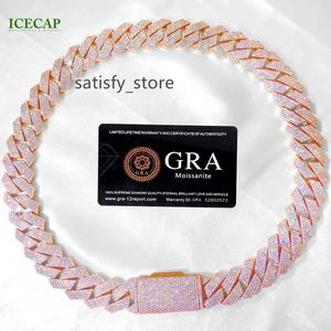 ICECAP PHOCHITAL Hiphop Cuban Chain 20mm 24inch 4 ROWS Rose Gold Plated Iced Out Moissanite Diamond Cuban Link Chain Necklace
