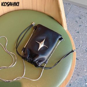 Модные модные звездные шнурки на плечах мешки с женской уличной одеждой мини -сумка сотового телефона Y2K все матч корейские сумочки Crossbody 240508