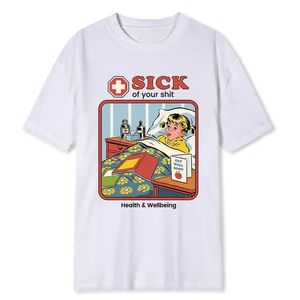 Men's T-Shirt Horror Comic Print Series Men's and Women's Fashion Trend Tired of Your Shit Healthcare Summer Street Loose Top