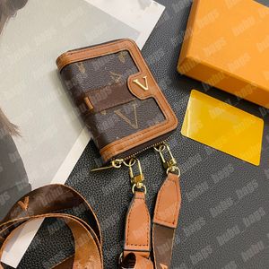 Mini dragkarts kortväska kvinnor modemynt handväska designer lanyard korthållare unisex tryckt korta plånböcker damer fannypack damer läder pengar påse