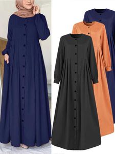 Etniska kläder kvinnor muslimska dubai abaya kalkon hijab klänning kalkon höst långa slve knappar ner sundress islam kläder abayas maxi vestidos t240515