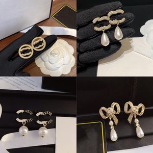 Designer Earrings Stainless Steel Stud Brand C-Letter Earring 18K Gold Plated Fashion Women Diamond Wedding Jewelry Birthday Gift