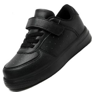 Plattform pu läder andas barn sneakers casual barn baby skor svart vit småbarn flickor pojkar som kör sport 240511