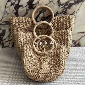 Bolsas de ombro setor de sacos de praia Rattan grande capacidade Totes Designer Wicker Woven Women Women Bolsas de palha de palha de verão bolsa de cesta