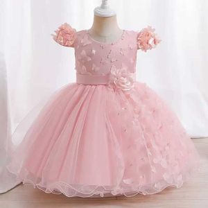Flickas klänningar småbarn baby kläder rosa baby flickor första födelsedagsfest klänning formell julmiddagsklänning lämplig för 0-3 år gammal baby y240514