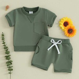 Set di abbigliamento 0-36 mesi per bambini pantaloncini estivi Shorts set top t-shirt a colori solidi