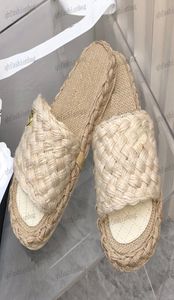 Classic Designer Womens Sandals Platform Slippers Vintage Hemp Rope Handwoven Hardware Metal Buckle Fisherman Shoes Mule Outdoor 4941320