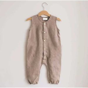 Компания летняя новорожденная детская комбинезон Pure Cotton Childrens Playcuet Button Buteveless Baby Clothing D240515