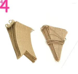 Party Decoration 15 Flags Vintage Jute Hessian Burlap Bunting Banner Wedding Pography Props