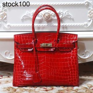 2024 Women's Platinum Bag Crocodile Tote Pattern Women's Genuine Leather Women's Handbag Personality